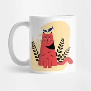 Cat and fish illustration design - funny Mug